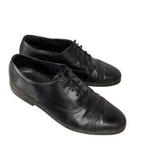 San Remo Mens Size 10 M Shoes Black Leather Cap Toe Derby Dress Italy